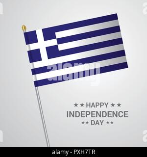 Greece Independence day typographic design with flag vector Stock Vector