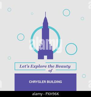 Let's Explore the beauty of Chrysler Building Manhattan, New York National Landmarks Stock Vector