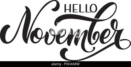 Hello November lettering. Elements for invitations, posters, greeting cards Seasons Greetings Stock Vector