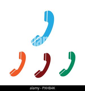 Phone icon, sign. Handset. Vector Flat design Colorful set Stock Vector