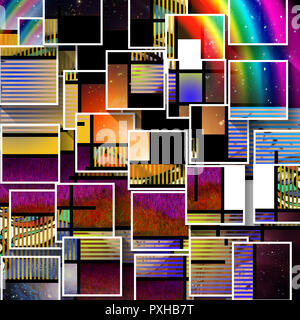 Geometric composition in different colors with rainbow Stock Photo