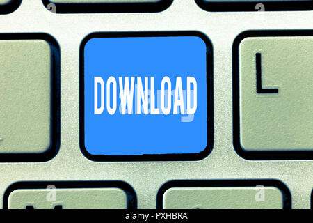 Conceptual hand writing showing Download. Business photo text copy data from one computer system another typically over Internet. Stock Photo