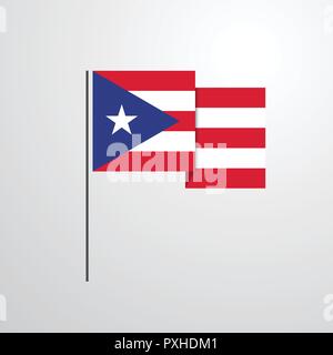 Download Waving Puerto Rico Flag Isolated On A White Background ...