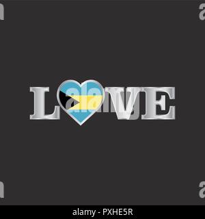 Love typography with Bahamas flag design vector Stock Vector