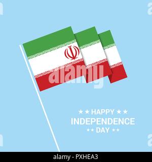 Iran Independence day typographic design with flag vector Stock Vector