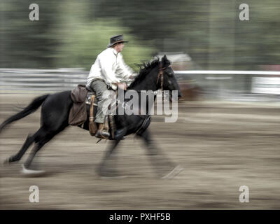 weter horsebackriding in Canada Stock Photo