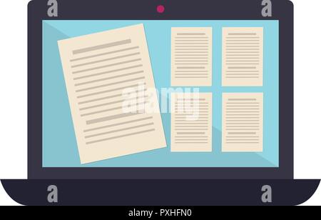 laptop computer with documents vector illustration design Stock Vector