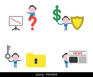 Vector illustration set of businessman mascot character. Stock Vector