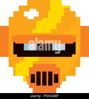 pixel video game gold robot vector illustration  Stock Vector