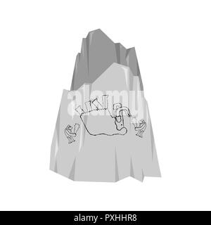 Hunt for mammoth Rock painting. caveman Prehistoric man Hunter. Homosapiens people. Paleolithic life. Vector illustration Stock Vector