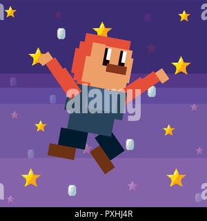character stars background video game vector illustration Stock Vector