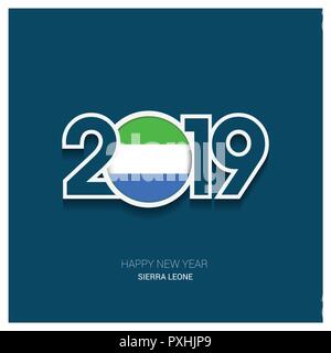 2019 Sierra Leone Typography, Happy New Year Background Stock Vector