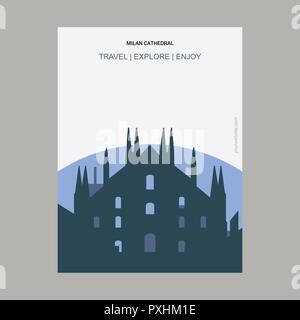 Milan Cathedral, Italy. Vintage Style Landmark Poster Template Stock Vector