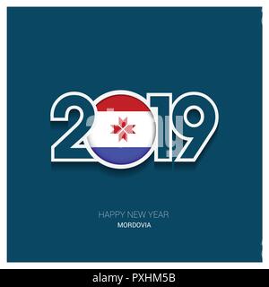 2019 Mordovia Typography, Happy New Year Background Stock Vector