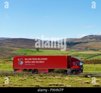 16 Billion Items Delivered Safely and Securely Every Single Year. Royal Mail HGV. M6 Northbound carriageway, Shap, Cumbria, England, United Kingdom, E Stock Photo