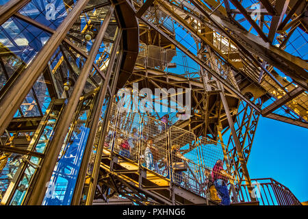 France Paris, the internal structures of  of the Eiffel tower Stock Photo