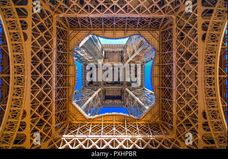 France Paris, the internal structures of  of the Eiffel tower Stock Photo