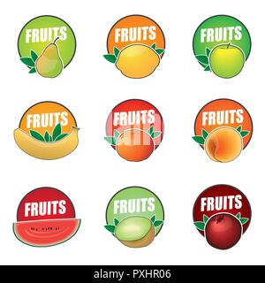 Set of vector logos fruit, natural product Stock Vector