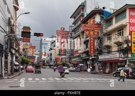 Bangkok, Thailand - August 27, 2018: Yaowarat Road, the main artery of Chinatown in Bangkok, Thailand. Stock Photo