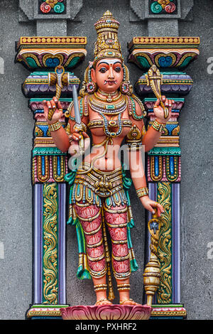 Goddess on the gopura of the Mariamman Temple in Bangkok, Thailand. Stock Photo