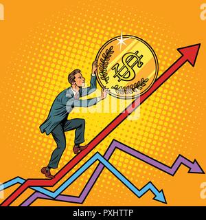 businessman roll a USA dollar coin up Stock Vector