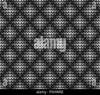 Abstract gray seamless knitting pattern with rhombus background Stock Vector