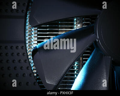 Efficient cooling system for electronic GPU and CPU processors, abstract information technology background Stock Photo