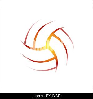 Shining volleyball ball silhouette isolated on white background Stock Vector