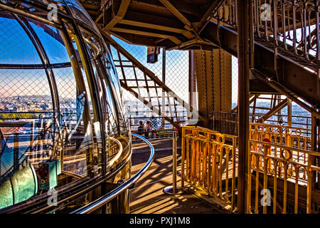 France Paris, the internal structures of  of the Eiffel tower Stock Photo