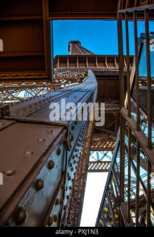 France Paris, the internal structures of  of the Eiffel tower Stock Photo