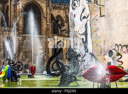 France Paris, les Halles, the fountain made by J.Tinguely and dedicated to Stravinsky