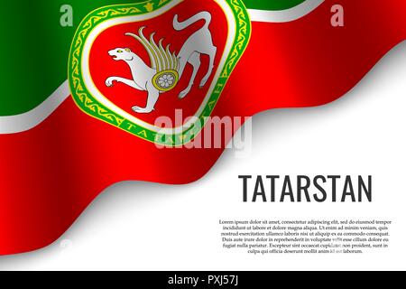 waving flag of Tatarstan is a region of Russia on transparent background. Template for banner or poster. vector illustration Stock Vector