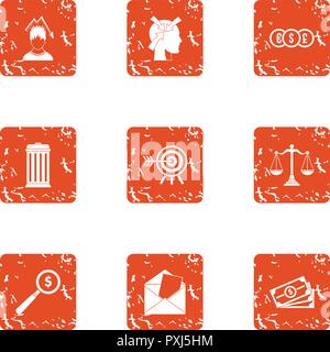 Send money icons set, grunge style Stock Vector