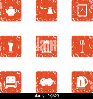 Rest of the house icons set, grunge style Stock Vector