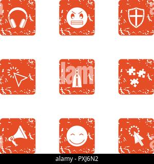 Raise spirit icons set, grunge style Stock Vector