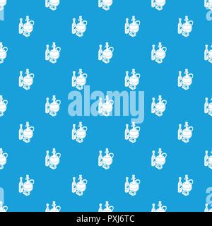 Organic eco food pattern vector seamless blue Stock Vector