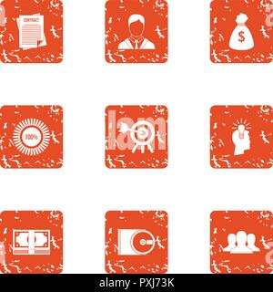 Task icons set, grunge style Stock Vector