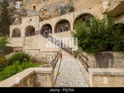 Agios Neofytos monastery (Ayios Neophytos) cave where Saint Neophytos the Recluse retired in the 12th century. Stock Photo