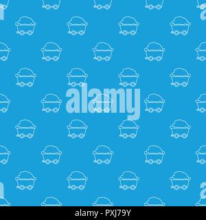 Mining cart pattern vector seamless blue Stock Vector