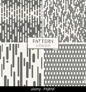 Set of four seamless patterns. Abstract geometric trendy vector backgrounds. Modern stylish textures of irregular rounded lines. Halftone transition.  Stock Vector