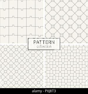 Set of four seamless patterns. Abstract geometric vector backgrounds. Modern stylish textures of regularly repeating squares, rhombuses, geometric. Stock Vector