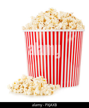 Full popcorn bucket on a dark background Stock Photo