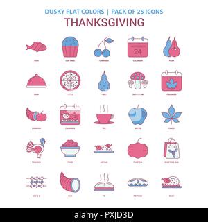 Thanksgiving  icon Dusky Flat color - Vintage 25 Icon Pack Stock Vector