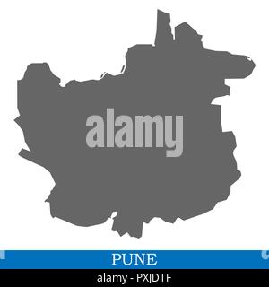 High Quality map of Pune is a city of India, with borders of districts Stock Vector