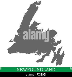 High quality map of Newfoundland is the island of Canada Stock Vector