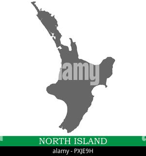 High quality map of North Island is the island of New Zealand Stock Vector