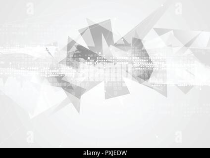 Grey technology geometric polygon abstract background. Vector design Stock Vector