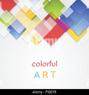 Colorful abstract glass squares geometric background. Vector tech design Stock Vector