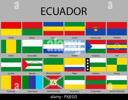 all Flags provinces of Ecuador. Vector illustraion Stock Vector