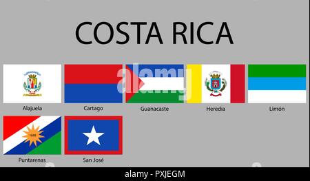 all Flags of provinces of Costa Rica. Vector illustraion Stock Vector